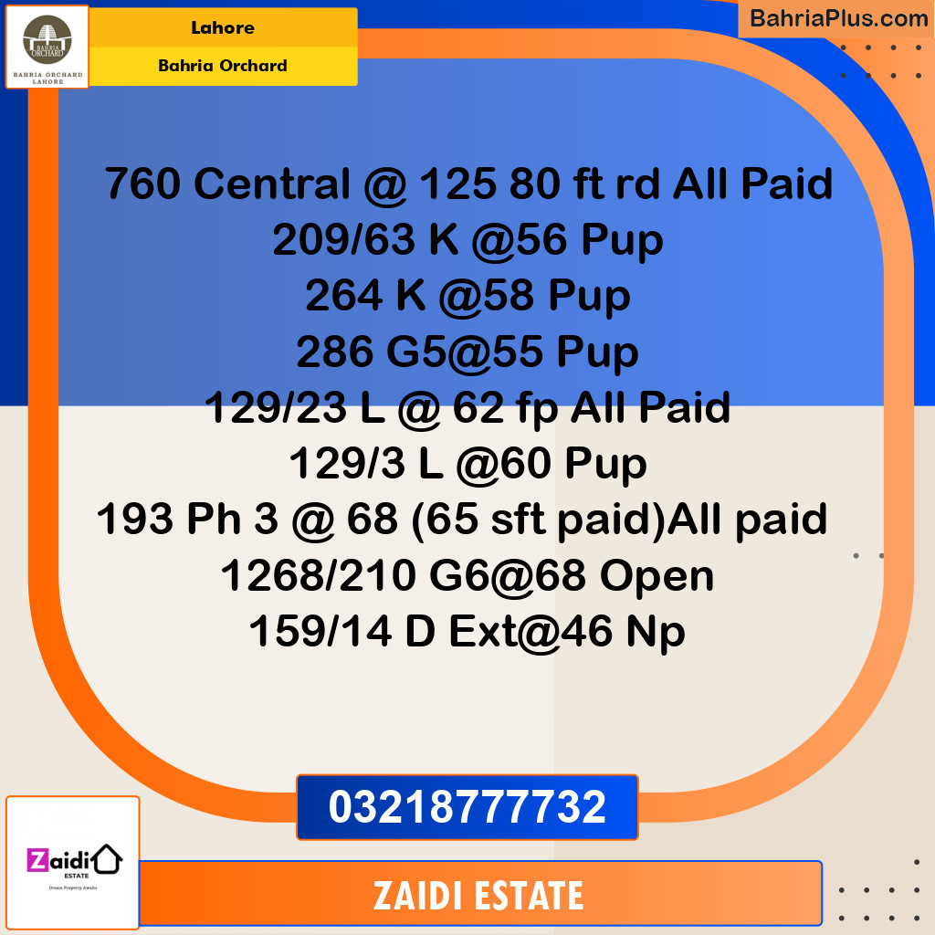 Residential Plot for Sale in Bahria Orchard, Lahore - (BP-273386)