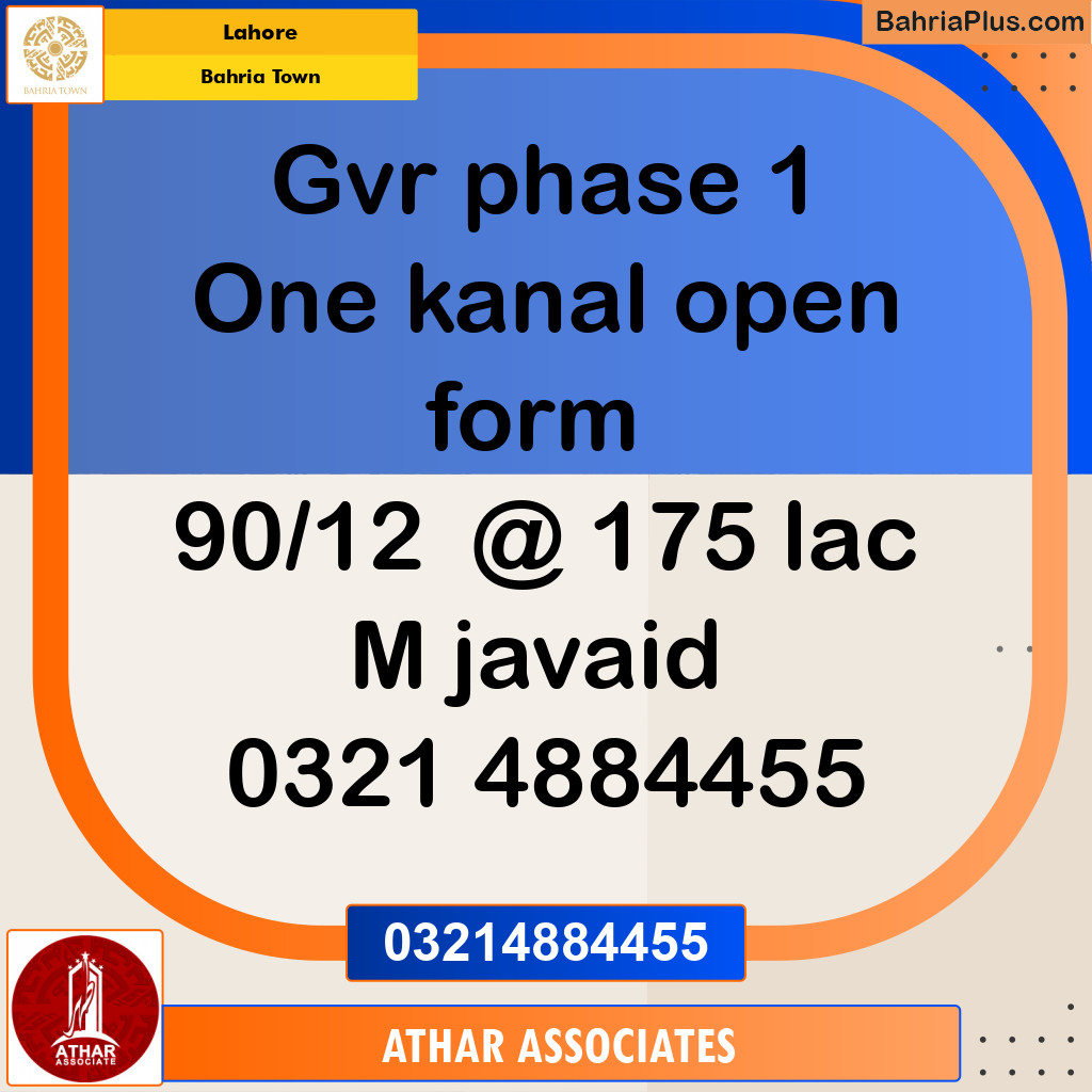 Residential Plot for Sale in Bahria Town, Lahore - (BP-273404)