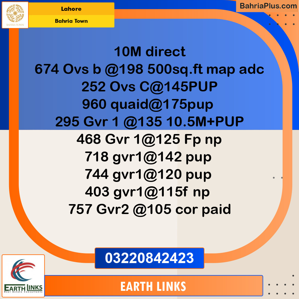 Residential Plot for Sale in Bahria Town, Lahore - (BP-273412)