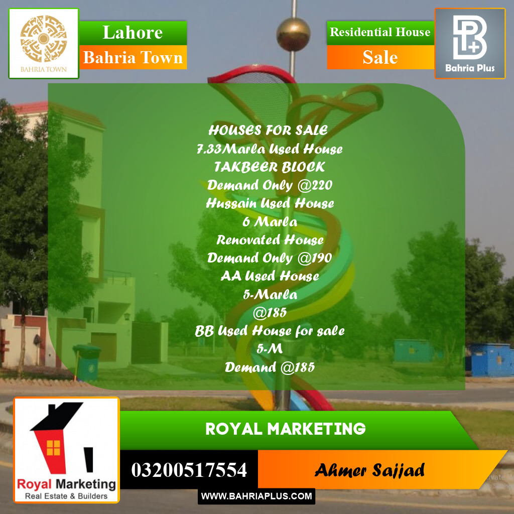 Residential House for Sale in Bahria Town, Lahore - (BP-273419)