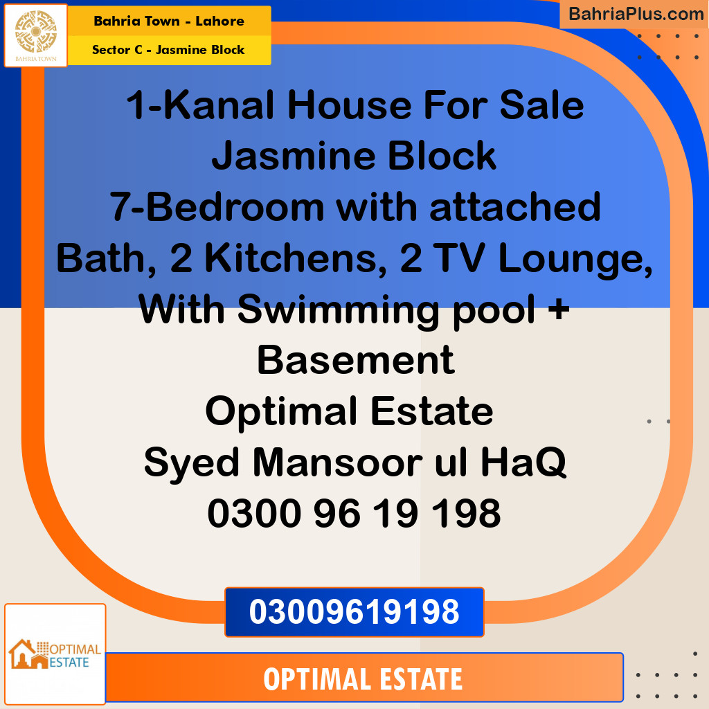 1 Kanal Residential House for Sale in Sector C - Jasmine Block -  Bahria Town, Lahore - (BP-273440)