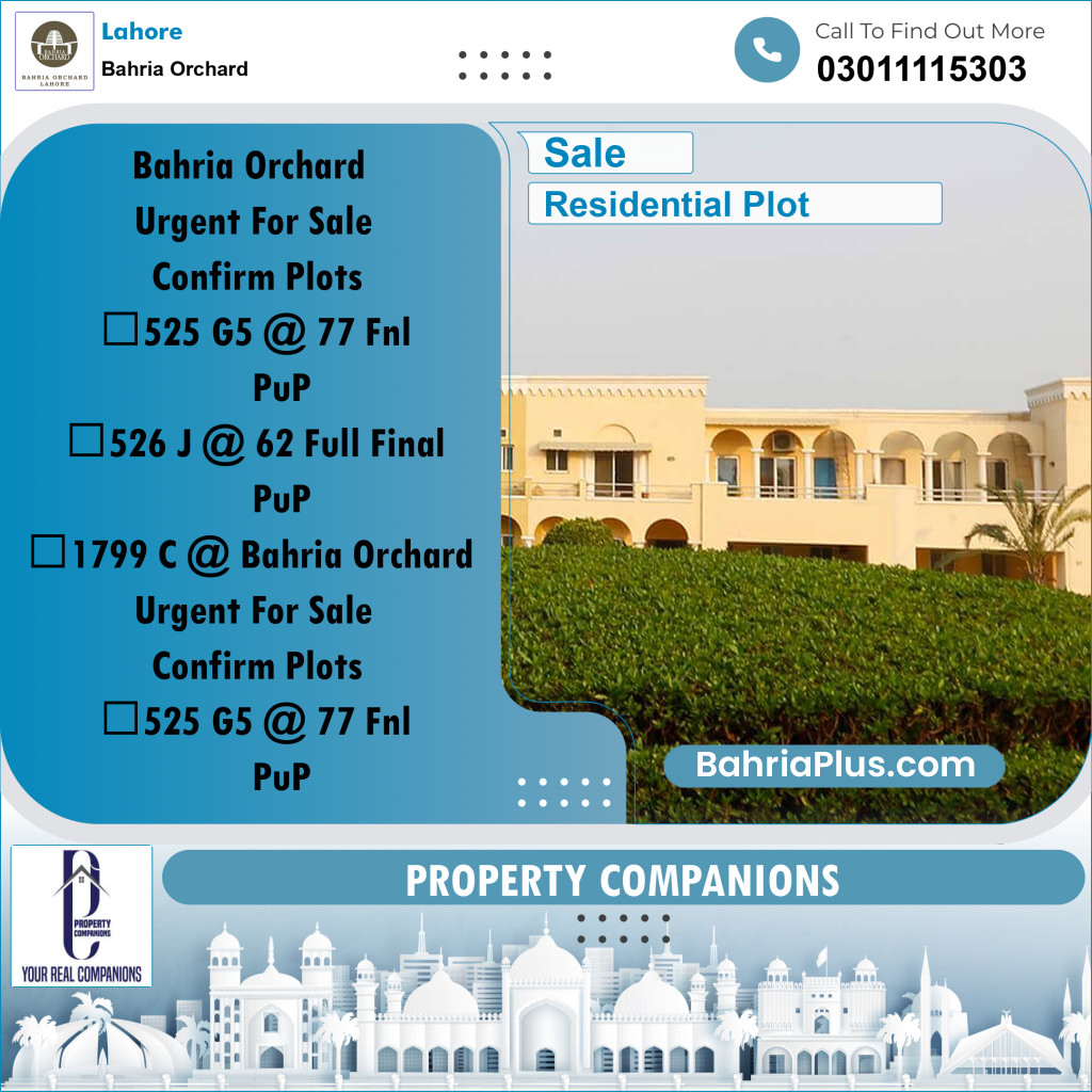 Residential Plot for Sale in Bahria Orchard, Lahore - (BP-273478)