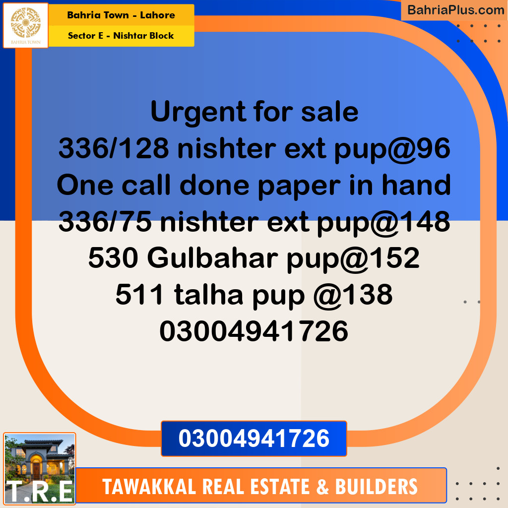 5 Marla Residential Plot for Sale in Sector E - Nishtar Block -  Bahria Town, Lahore - (BP-273525)