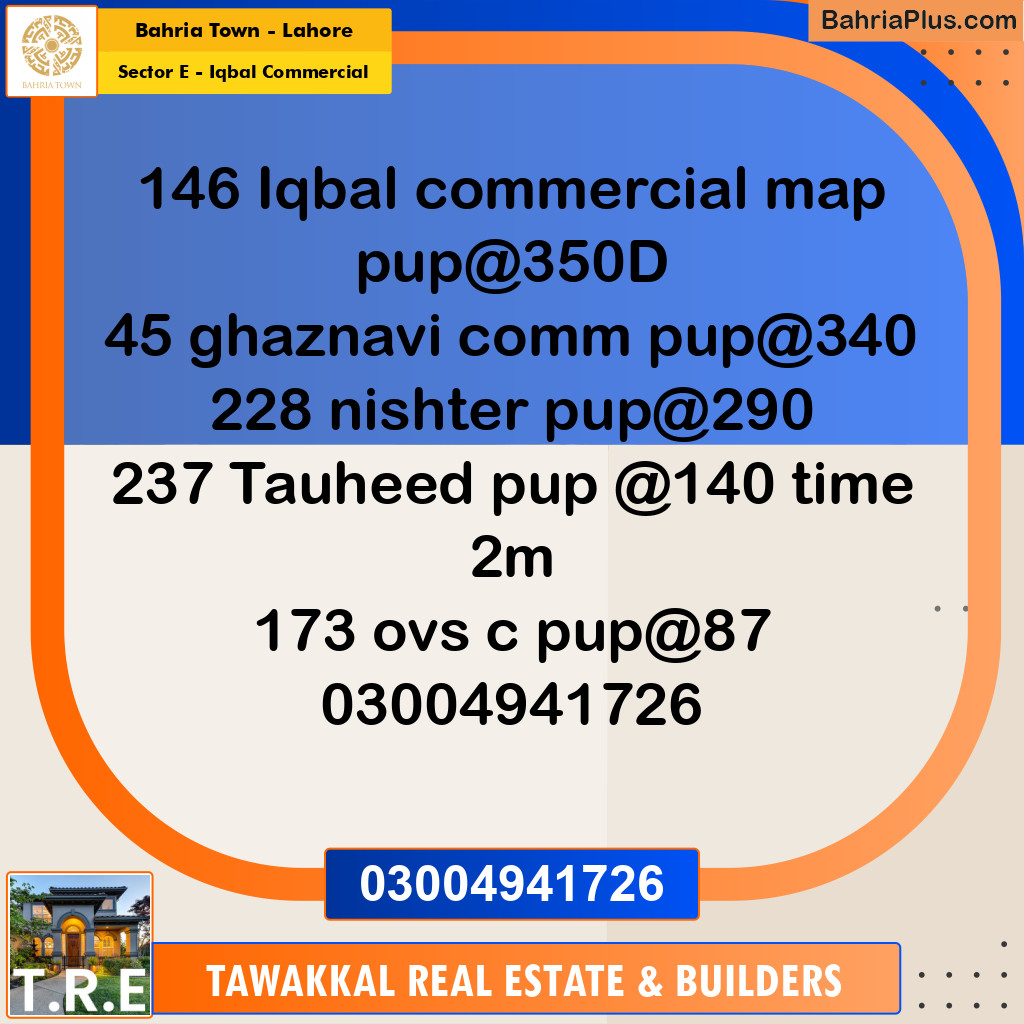 5 Marla Commercial Plot for Sale in Sector E - Iqbal Commercial -  Bahria Town, Lahore - (BP-273536)