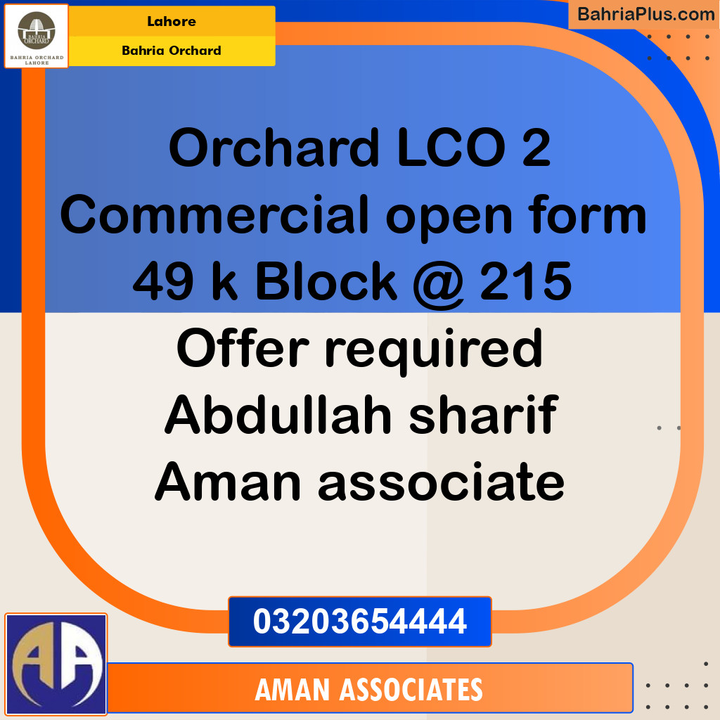 Commercial Plot for Sale in Bahria Orchard, Lahore - (BP-273548)