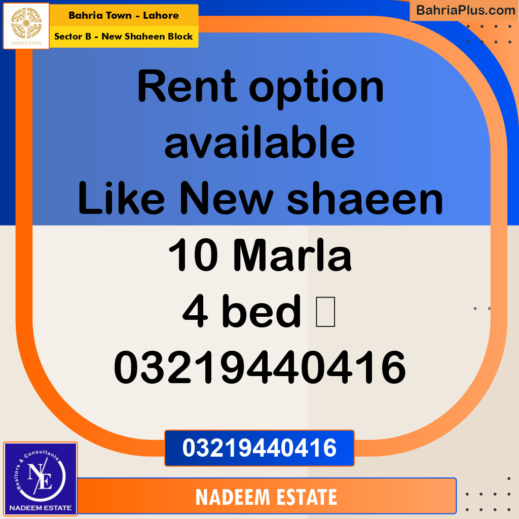 Residential House for Sale in Sector B - New Shaheen Block -  Bahria Town, Lahore - (BP-273563)