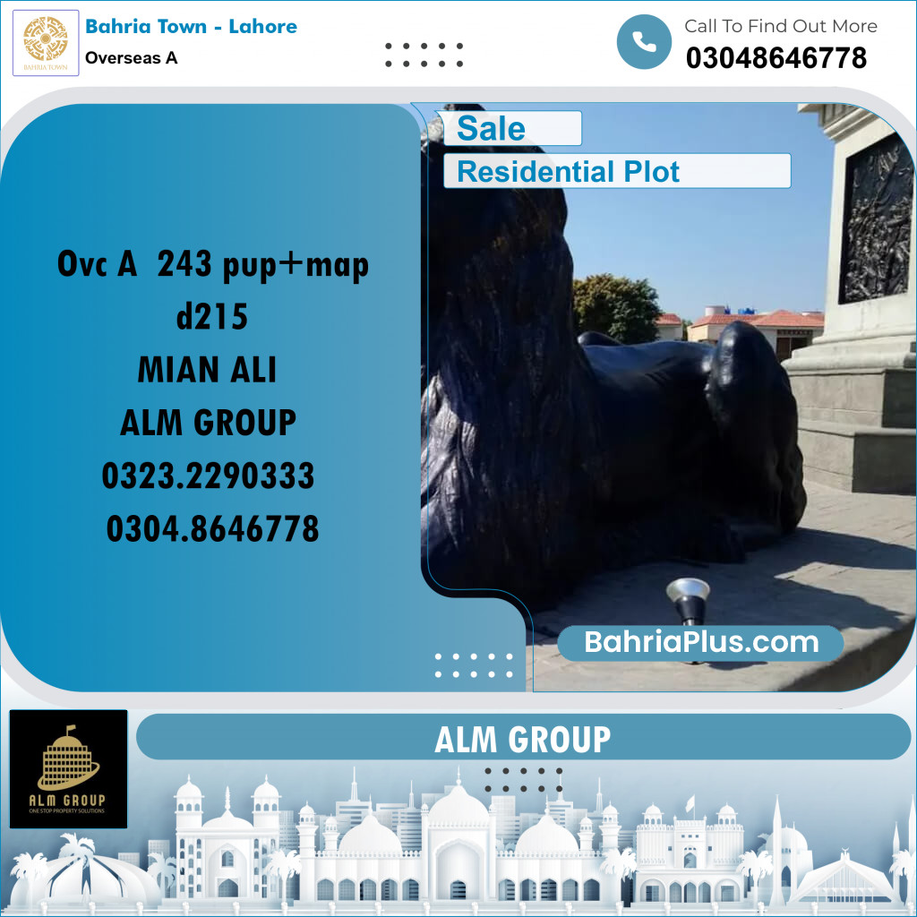 10 Marla Residential Plot for Sale in Overseas A -  Bahria Town, Lahore - (BP-273613)