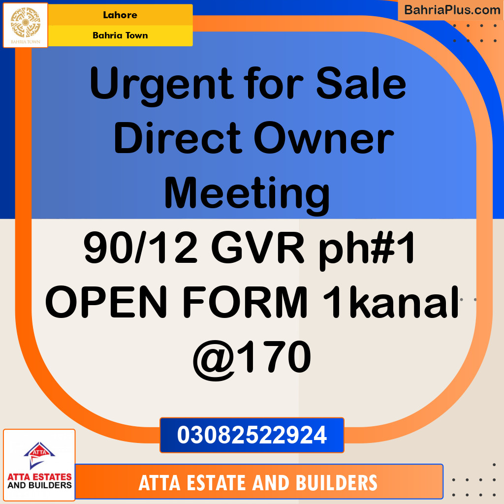 Residential Plot for Sale in Bahria Town, Lahore - (BP-273618)