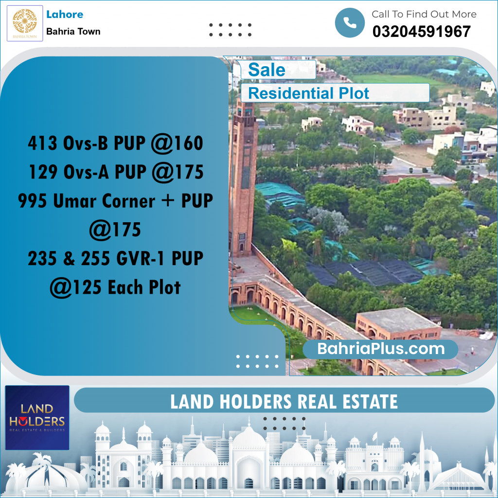 Residential Plot for Sale in Bahria Town, Lahore - (BP-273652)