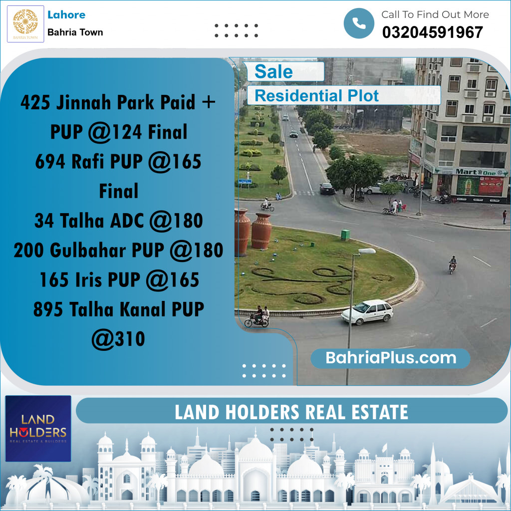 Residential Plot for Sale in Bahria Town, Lahore - (BP-273653)