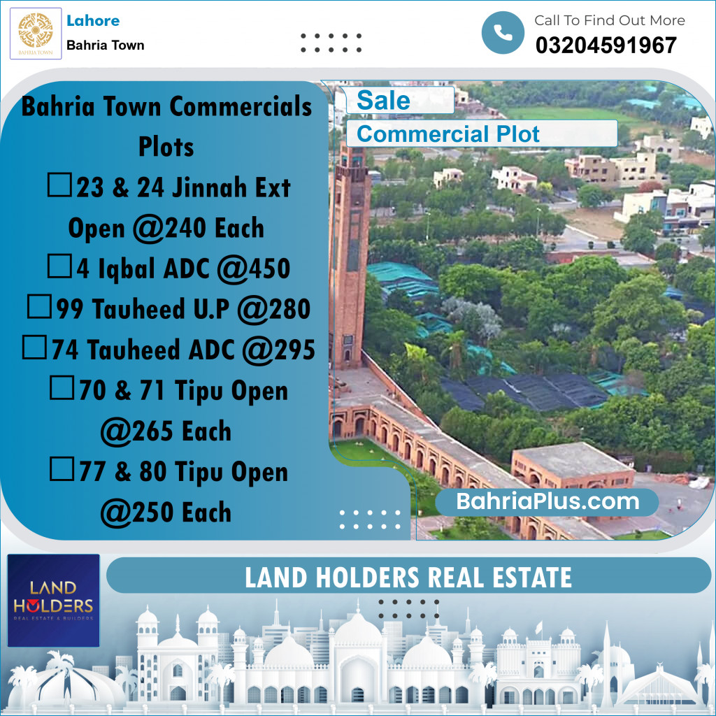 Commercial Plot for Sale in Bahria Town, Lahore - (BP-273665)