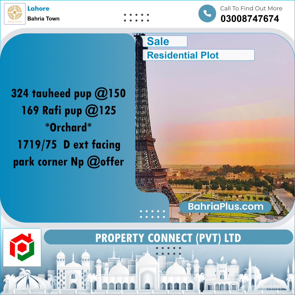 Residential Plot for Sale in Bahria Town, Lahore - (BP-273680)