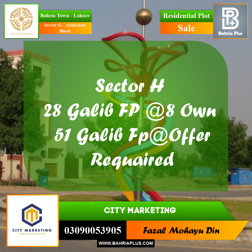 5 Marla Residential Plot for Sale in Sector G - Abubakar Block -  Bahria Town, Lahore - (BP-273687)
