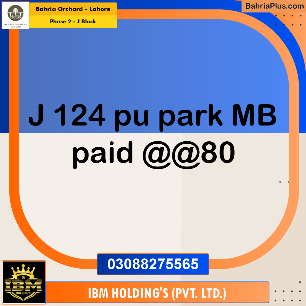 8 Marla Residential Plot for Sale in Phase 2 - J Block -  Bahria Orchard, Lahore - (BP-273702)