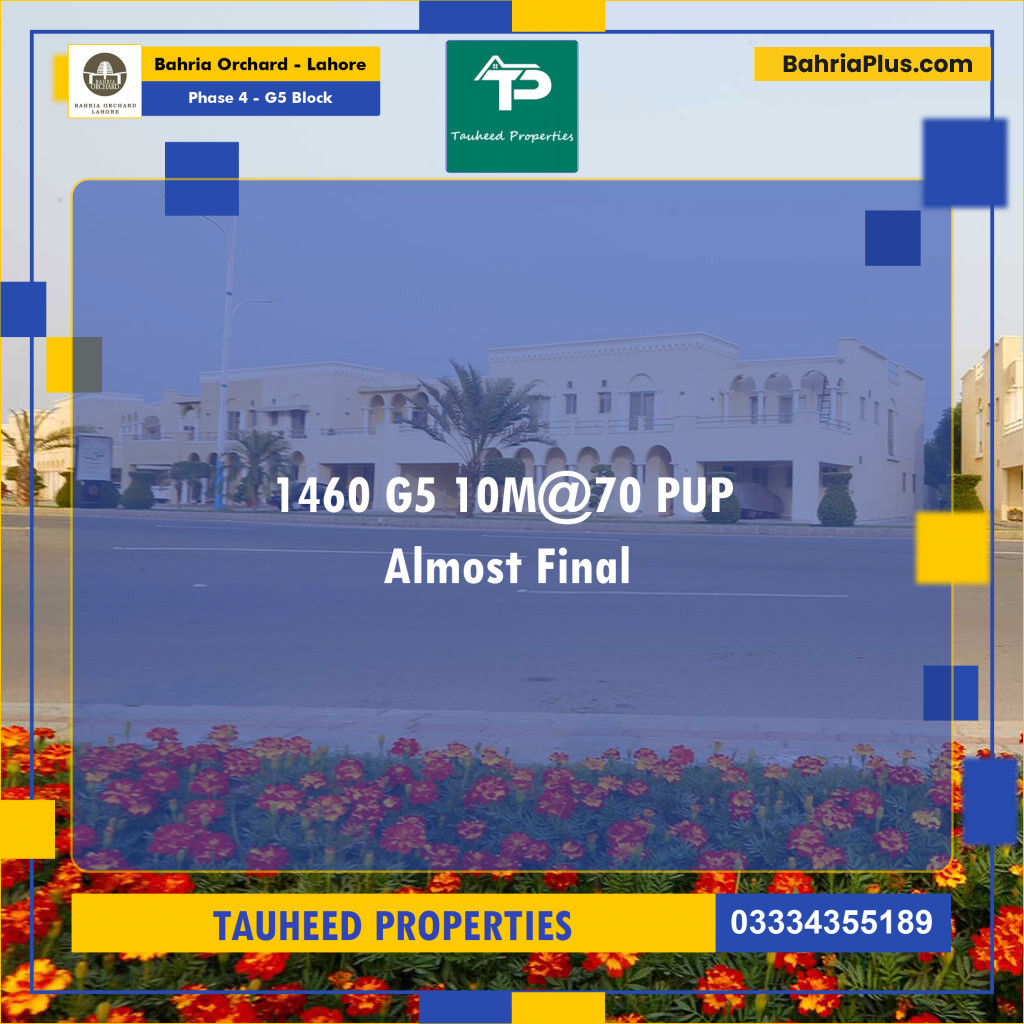 10 Marla Residential Plot for Sale in Phase 4 - G5 Block -  Bahria Orchard, Lahore - (BP-273761)
