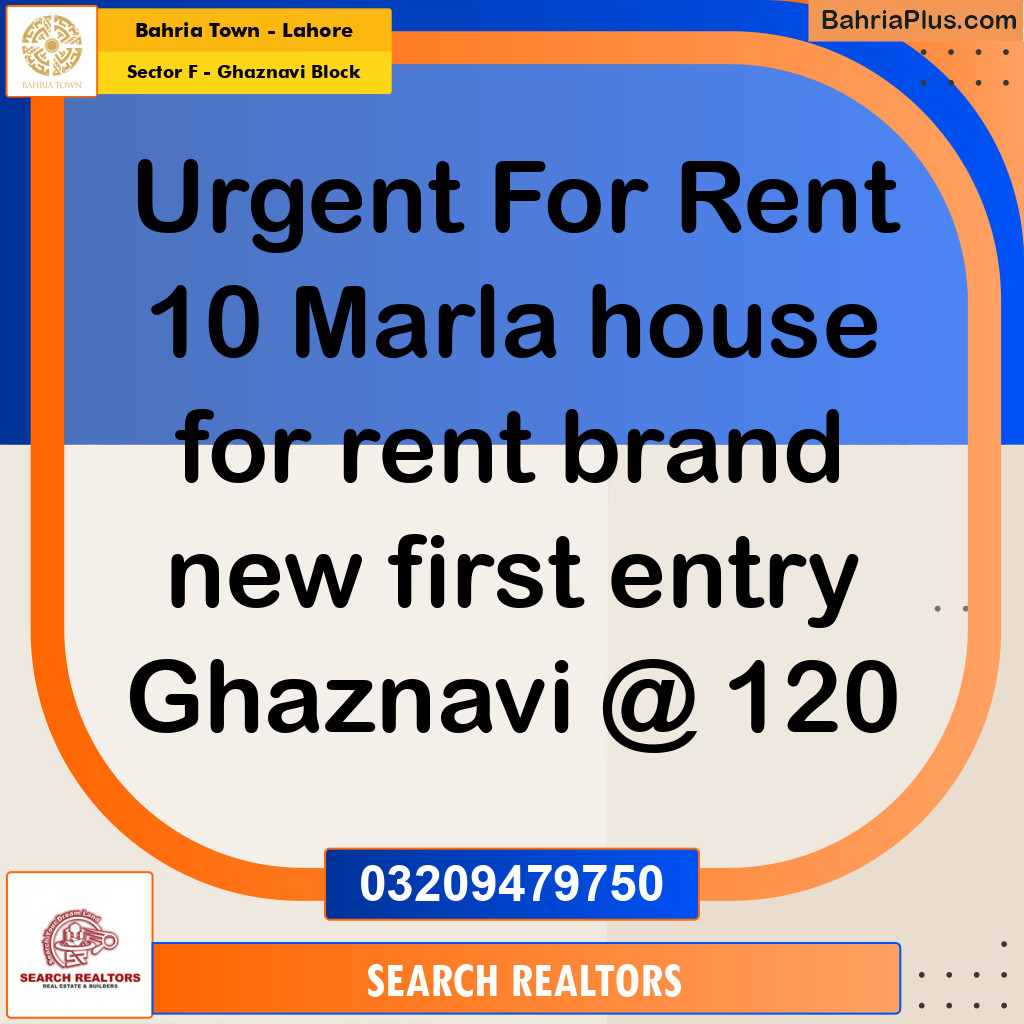 10 Marla Residential House for Rent in Sector F - Ghaznavi Block -  Bahria Town, Lahore - (BP-273776)