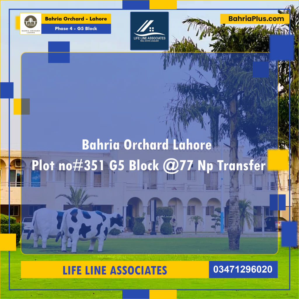 10 Marla Residential Plot for Sale in Phase 4 - G5 Block -  Bahria Orchard, Lahore - (BP-273788)