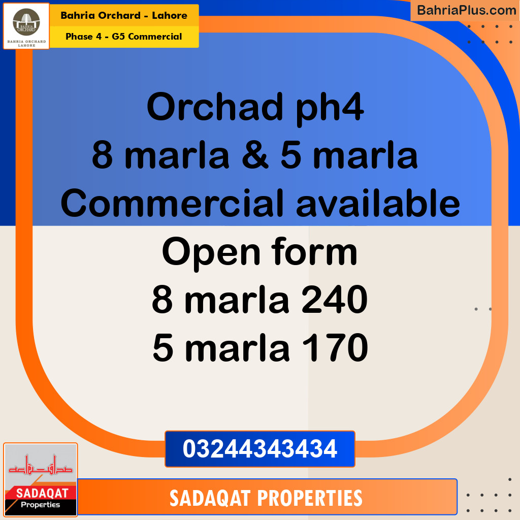 8 Marla Commercial Plot for Sale in Phase 4 - G5 Commercial -  Bahria Orchard, Lahore - (BP-273789)
