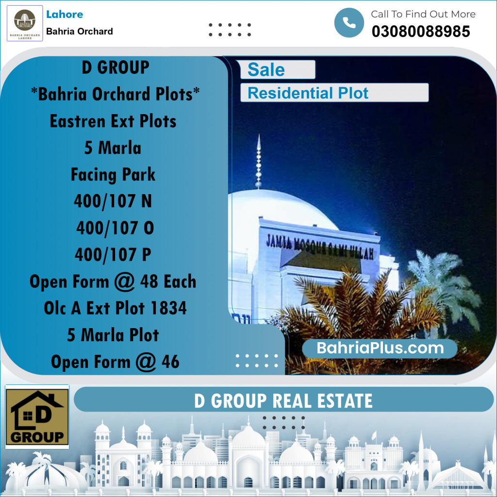 Residential Plot for Sale in Bahria Orchard, Lahore - (BP-273790)