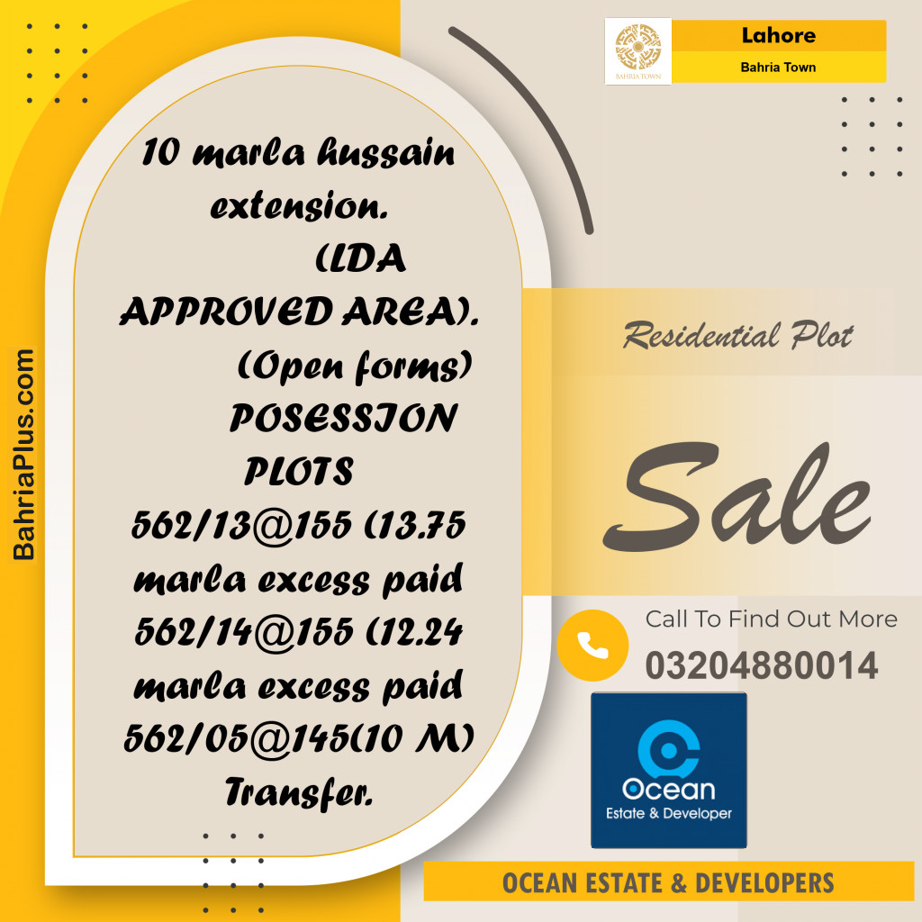 Residential Plot for Sale in Bahria Town, Lahore - (BP-273863)
