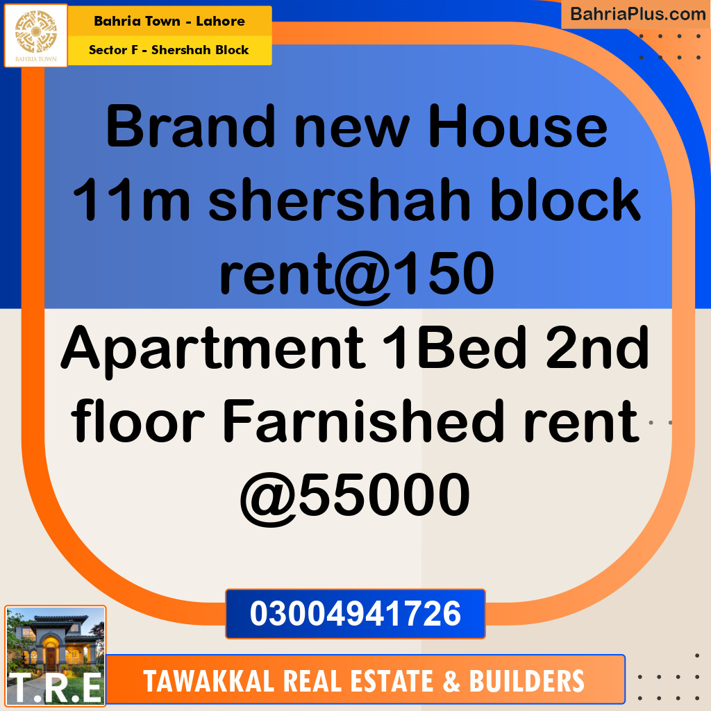 11 Marla Residential House for Rent in Sector F - Shershah Block -  Bahria Town, Lahore - (BP-273877)