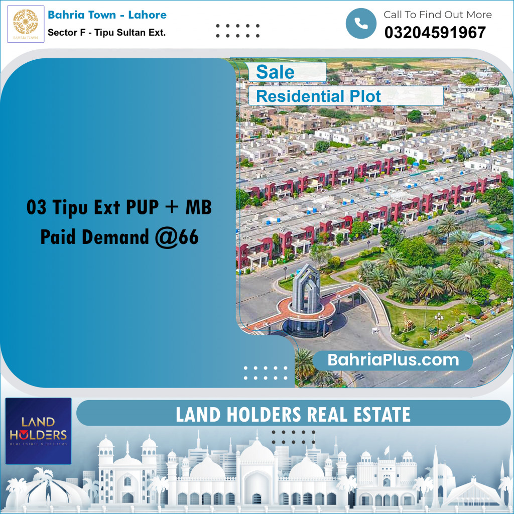 5 Marla Residential Plot for Sale in Sector F - Tipu Sultan Ext. -  Bahria Town, Lahore - (BP-273914)