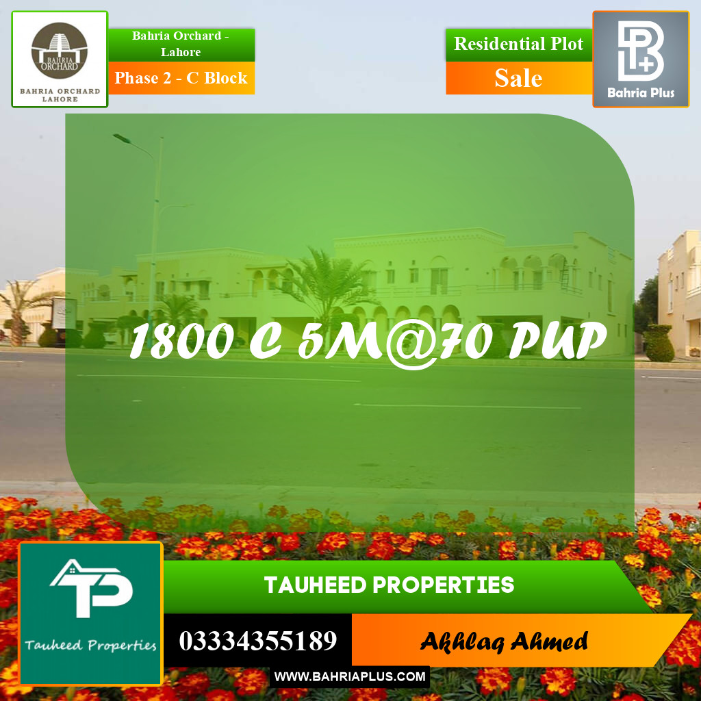 5 Marla Residential Plot for Sale in Phase 2 - C Block -  Bahria Orchard, Lahore - (BP-273921)