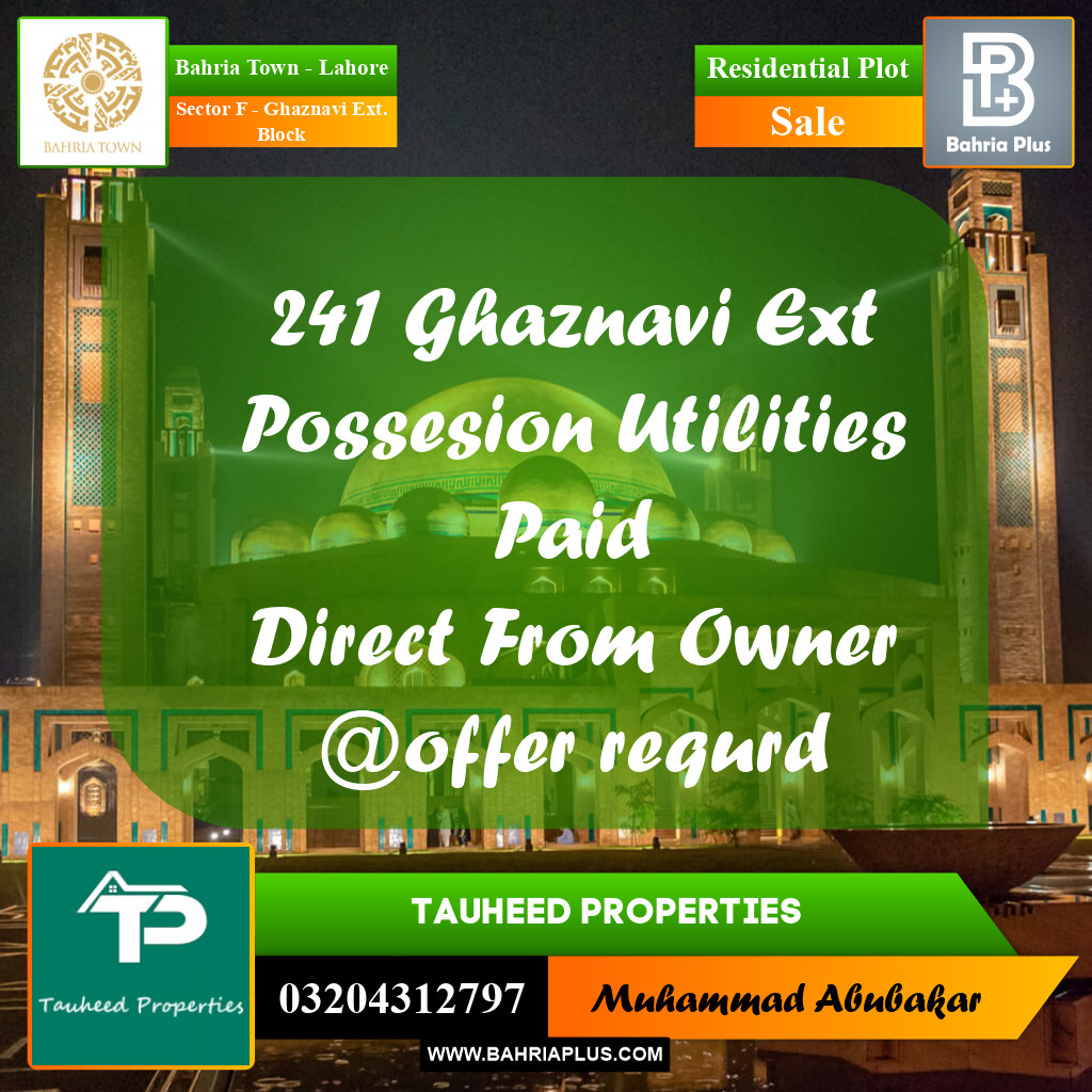 10 Marla Residential Plot for Sale in Sector F - Ghaznavi Ext. Block -  Bahria Town, Lahore - (BP-273929)