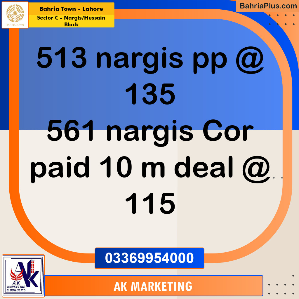 10 Marla Residential Plot for Sale in Sector C - Nargis/Hussain Block -  Bahria Town, Lahore - (BP-273949)