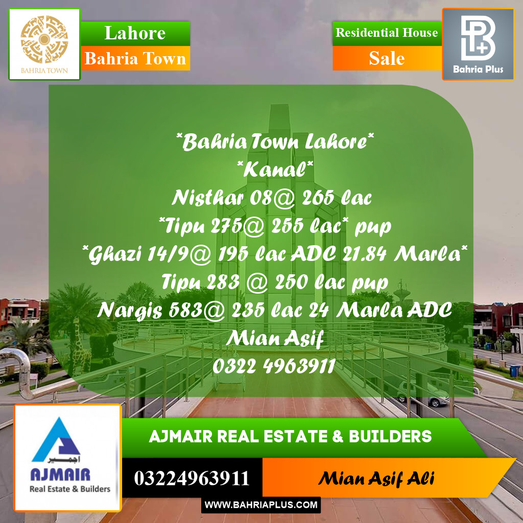 Residential House for Sale in Bahria Town, Lahore - (BP-273971)