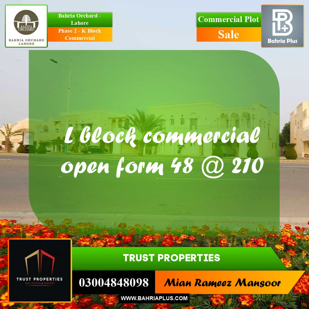 5 Marla Commercial Plot for Sale in Phase 2 - K Block Commercial -  Bahria Orchard, Lahore - (BP-273984)
