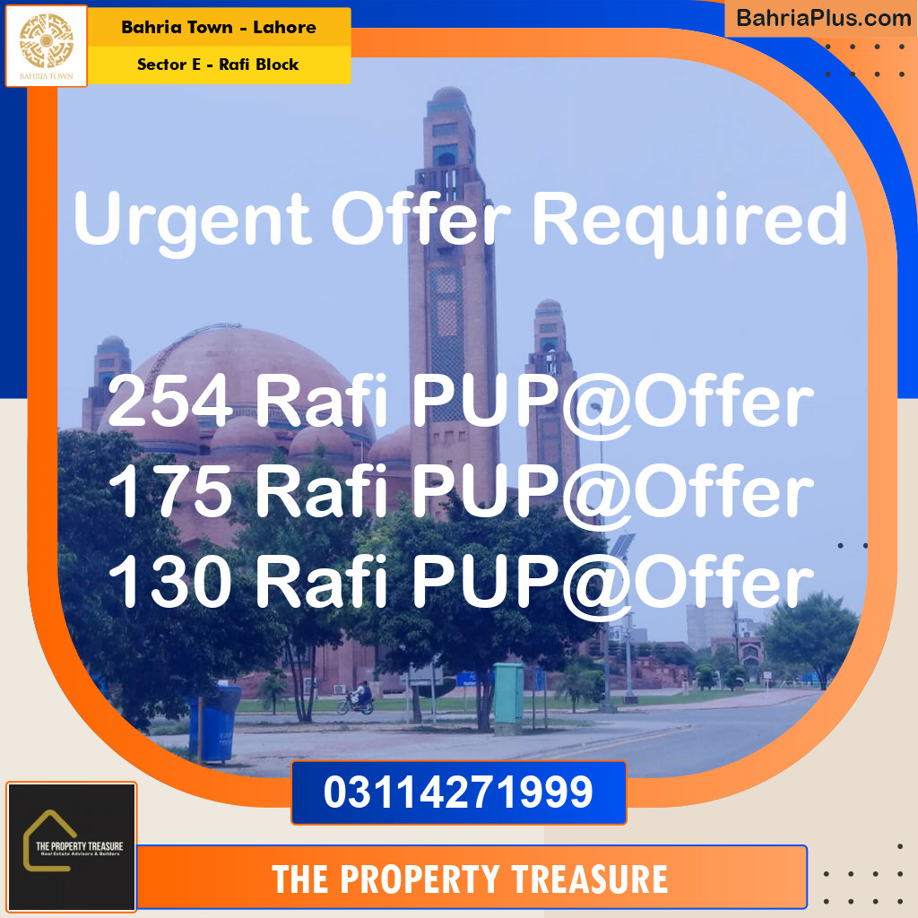 10 Marla Residential Plot for Sale in Sector E - Rafi Block -  Bahria Town, Lahore - (BP-274009)
