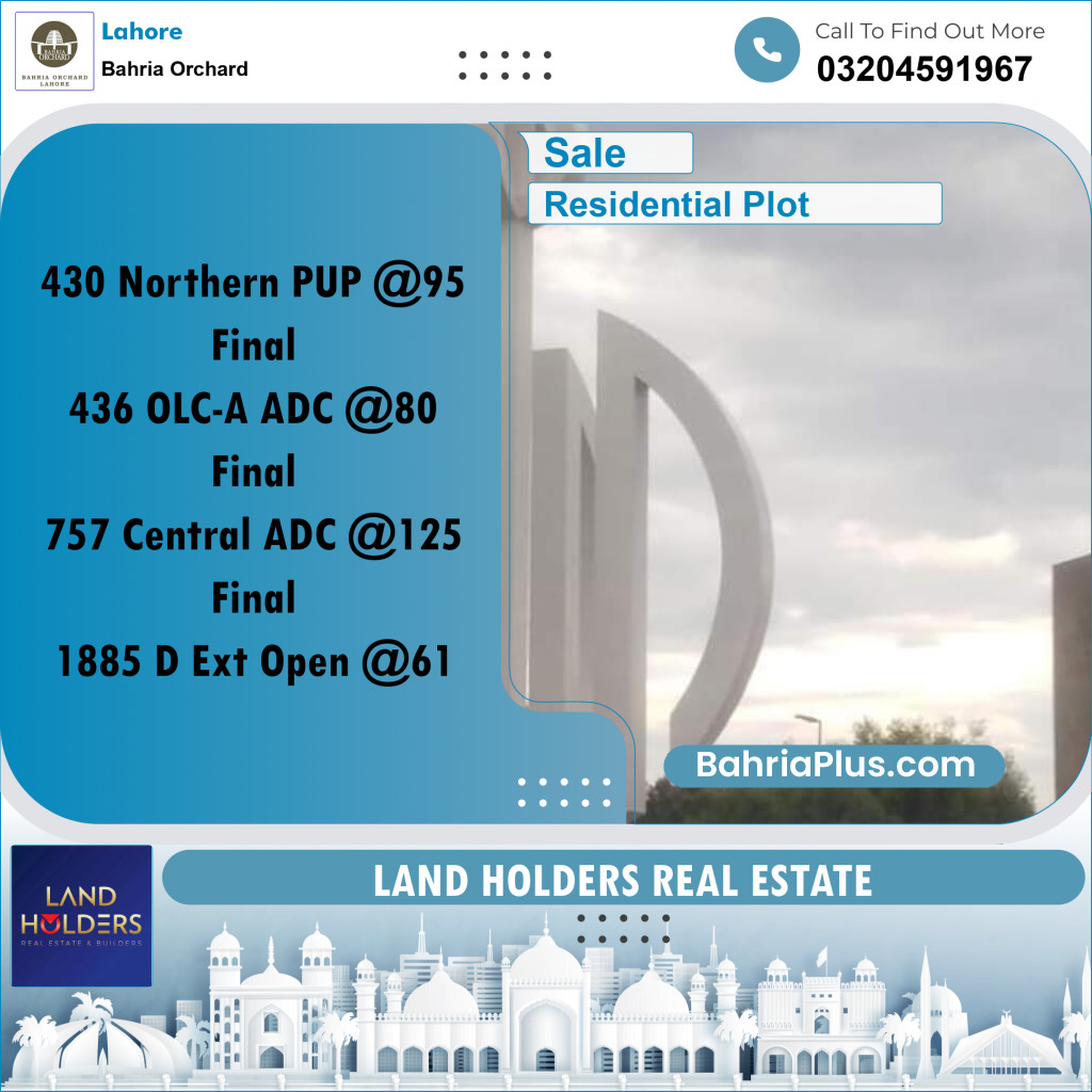 Residential Plot for Sale in Bahria Orchard, Lahore - (BP-274033)