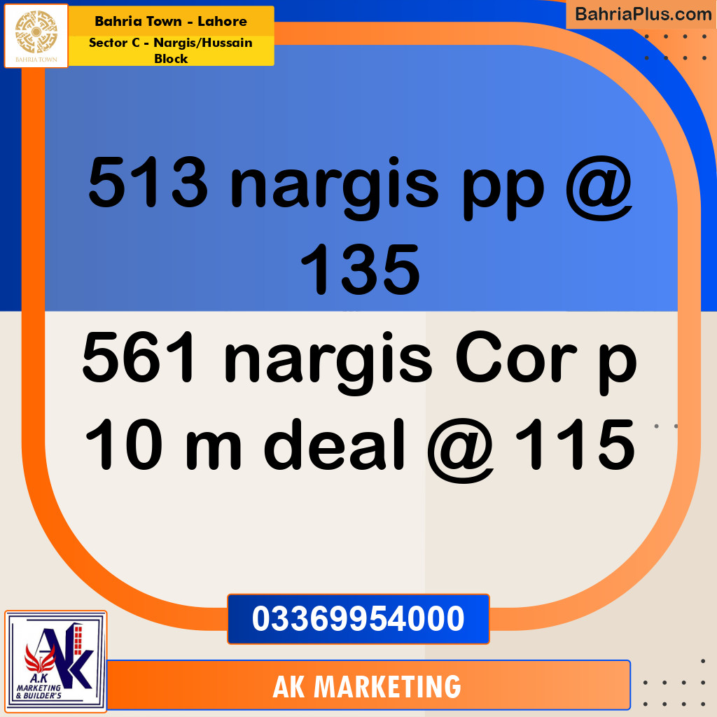 10 Marla Residential Plot for Sale in Sector C - Nargis/Hussain Block -  Bahria Town, Lahore - (BP-274057)