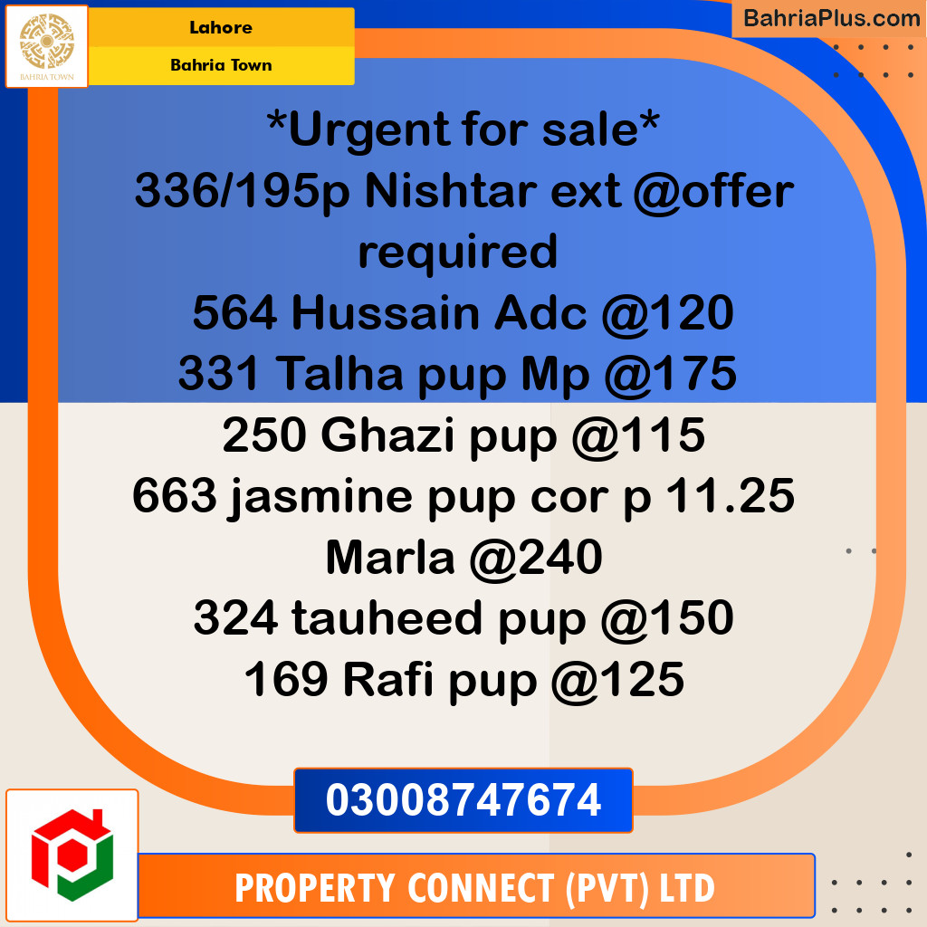 Residential Plot for Sale in Bahria Town, Lahore - (BP-274098)