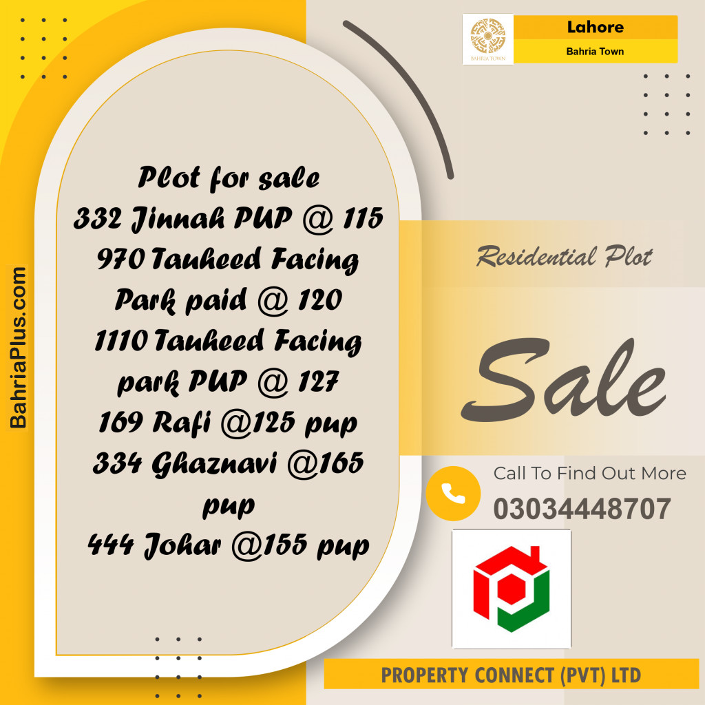 Residential Plot for Sale in Bahria Town, Lahore - (BP-274117)