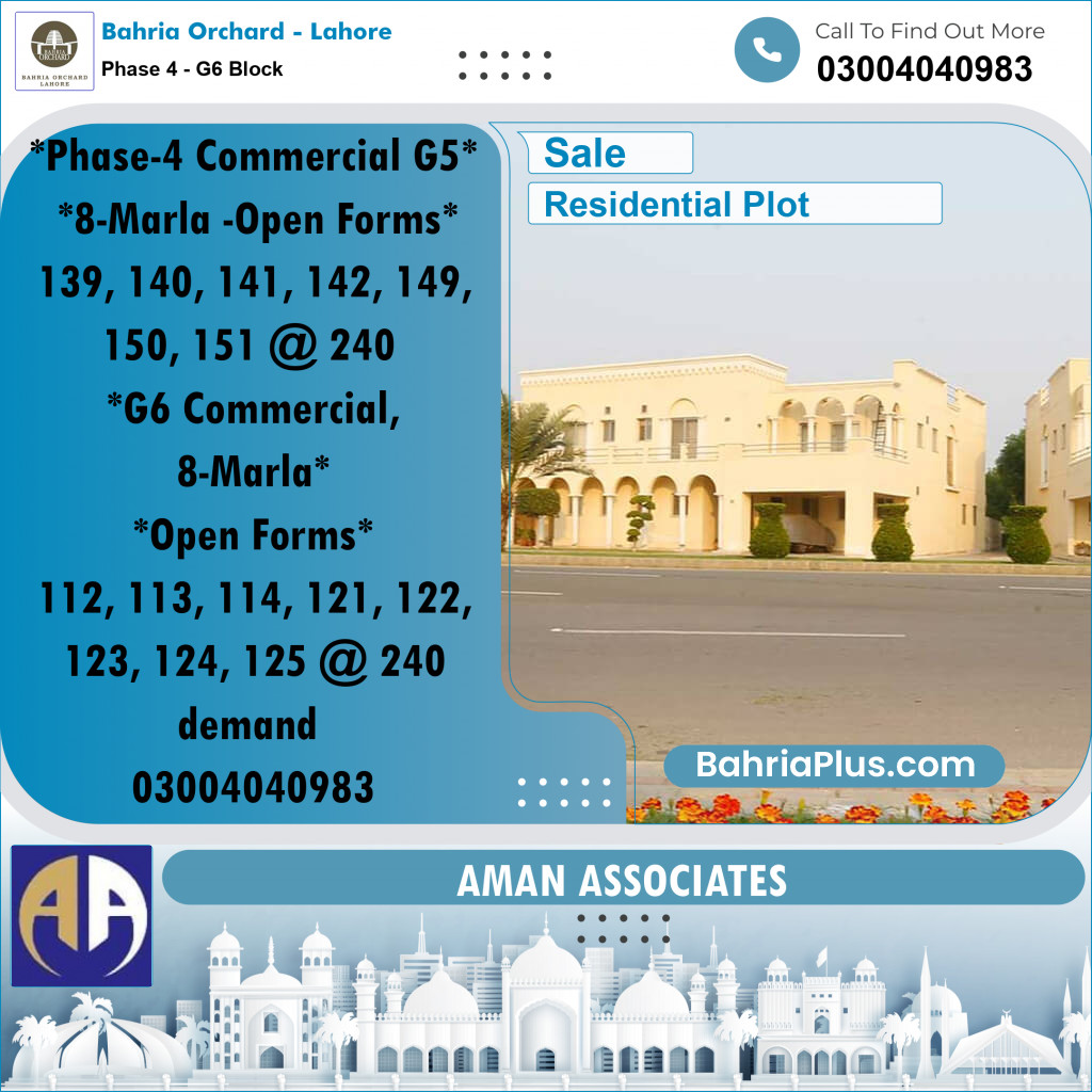 Residential Plot for Sale in Phase 4 - G6 Block -  Bahria Orchard, Lahore - (BP-274120)