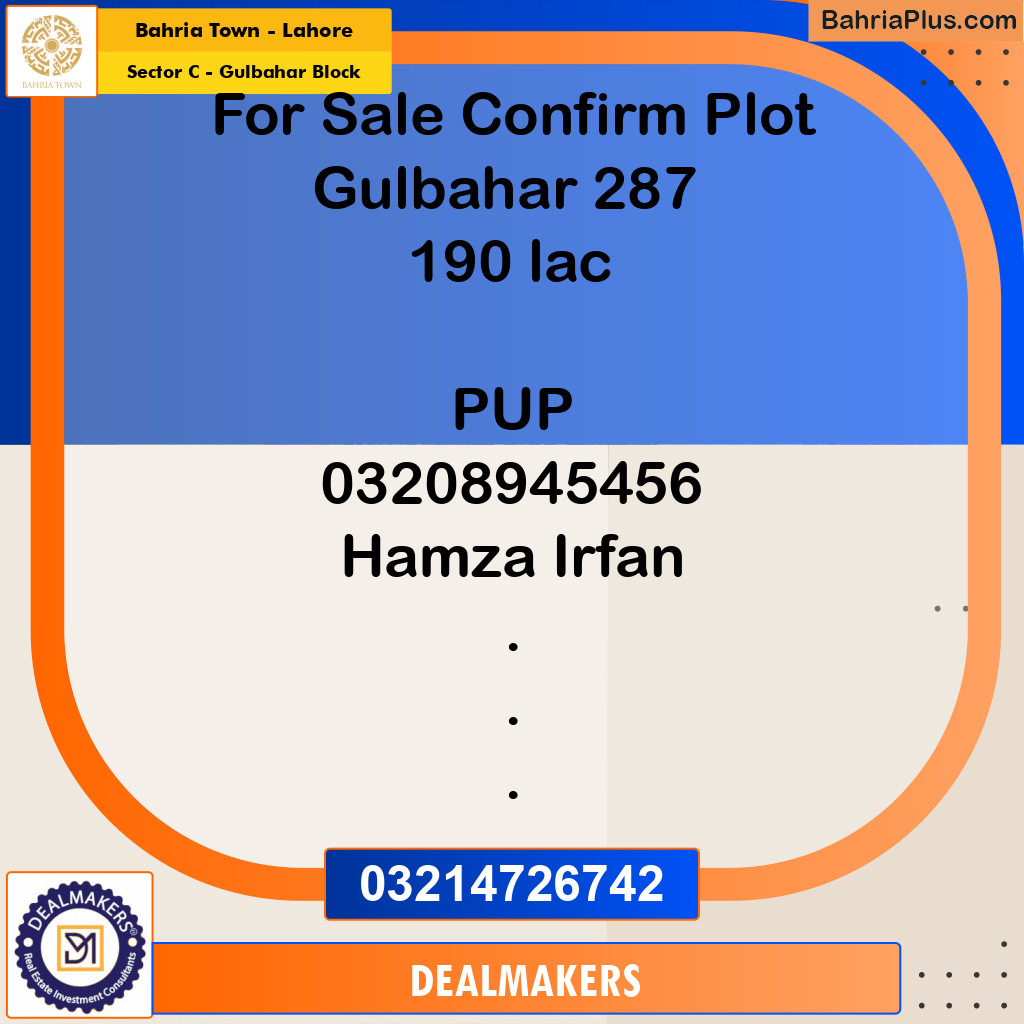 10 Marla Residential Plot for Sale in Sector C - Gulbahar Block -  Bahria Town, Lahore - (BP-274137)