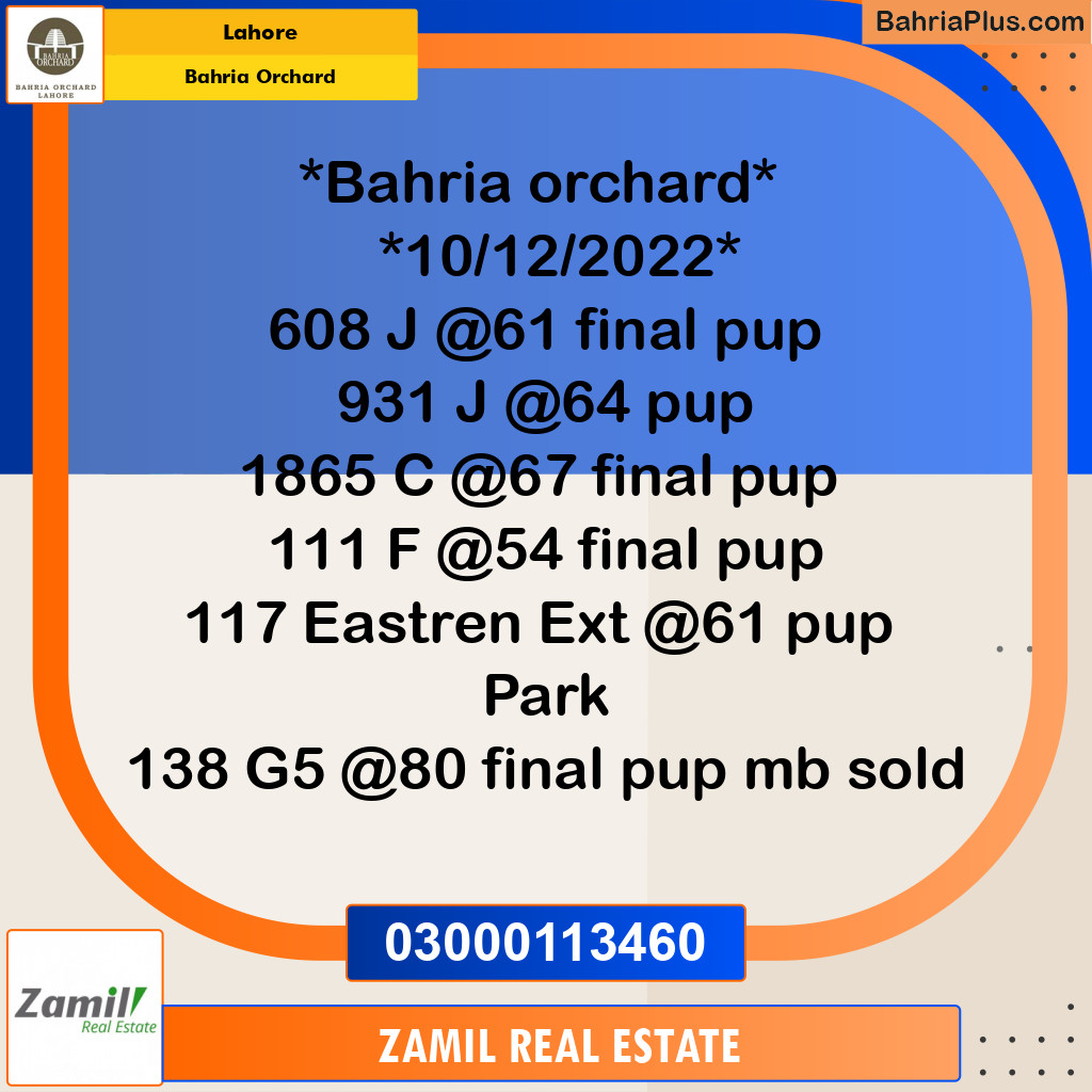 Residential Plot for Sale in Bahria Orchard, Lahore - (BP-274138)