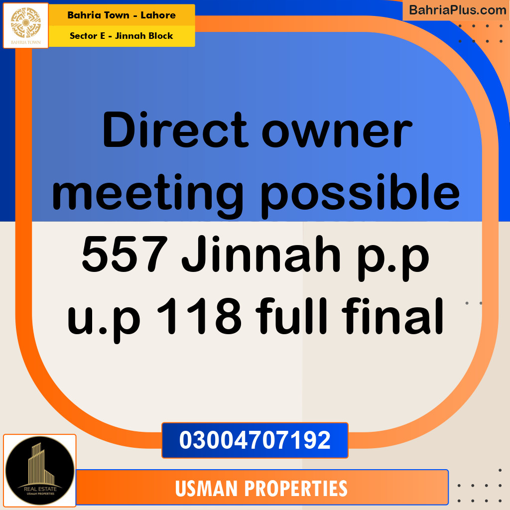 5 Marla Residential Plot for Sale in Sector E - Jinnah Block -  Bahria Town, Lahore - (BP-274206)