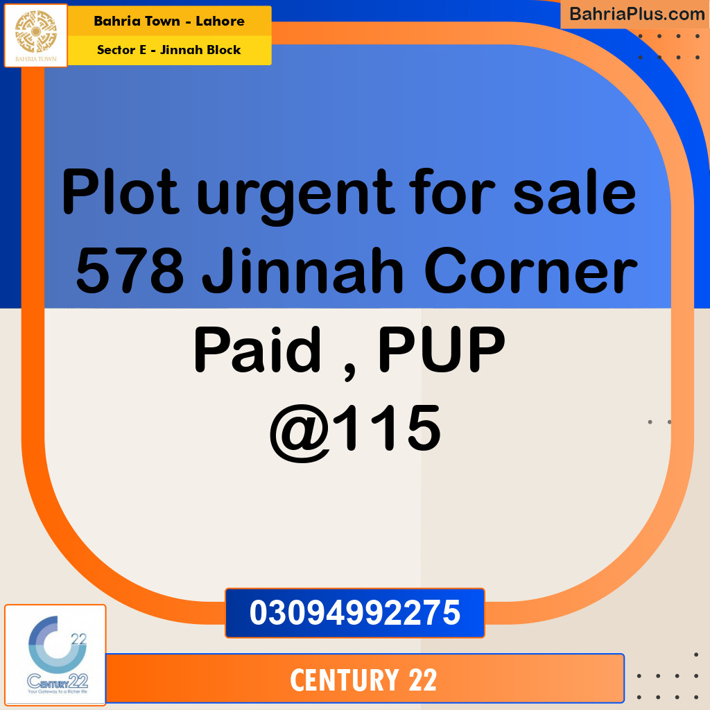 5 Marla Residential Plot for Sale in Sector E - Jinnah Block -  Bahria Town, Lahore - (BP-274215)
