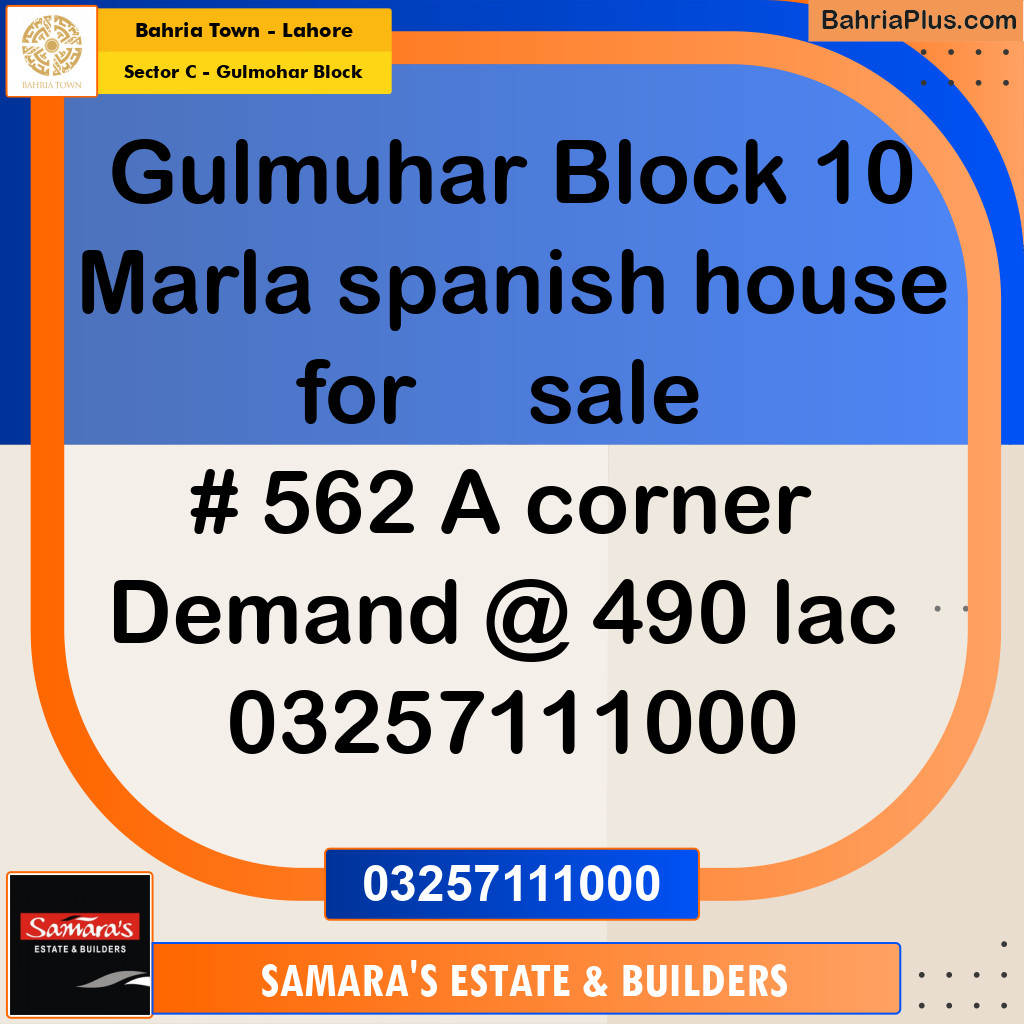 10 Marla Residential House for Sale in Sector C - Gulmohar Block -  Bahria Town, Lahore - (BP-274261)