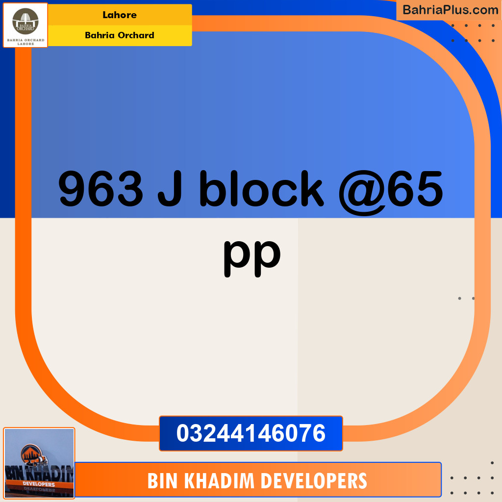 Residential Plot for Sale in Bahria Orchard, Lahore - (BP-274262)