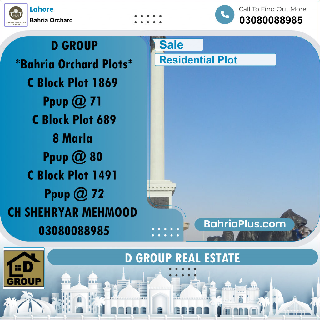 Residential Plot for Sale in Bahria Orchard, Lahore - (BP-274273)