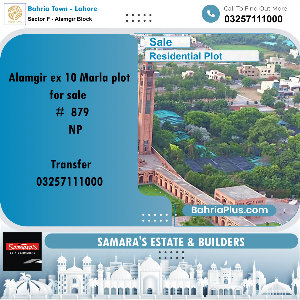 10 Marla Residential Plot for Sale in Sector F - Alamgir Block -  Bahria Town, Lahore - (BP-274282)