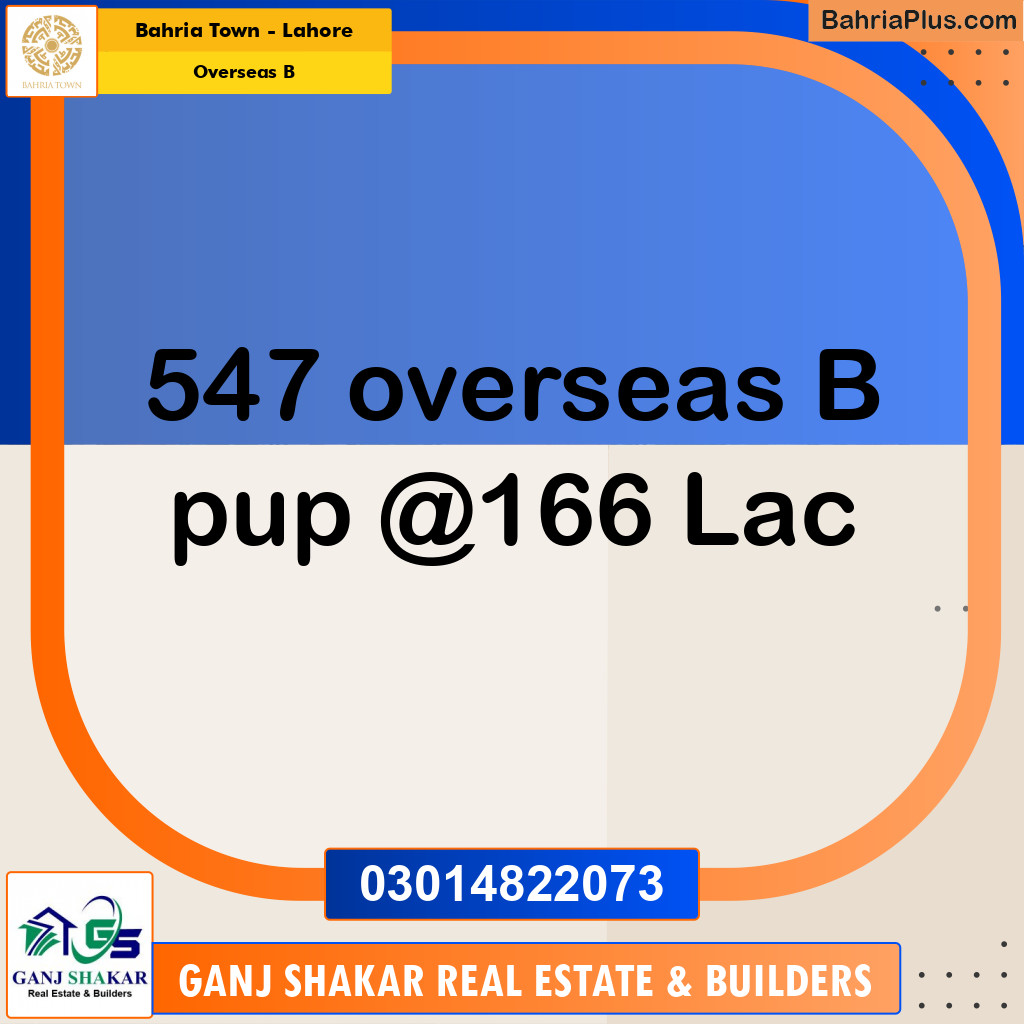 10 Marla Residential Plot for Sale in Overseas B -  Bahria Town, Lahore - (BP-274291)