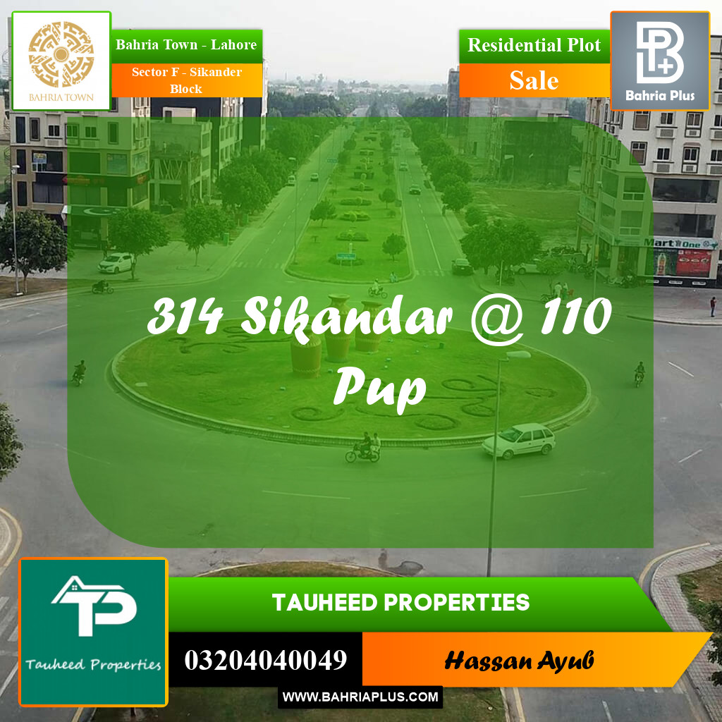 10.88 Marla Residential Plot for Sale in Sector F - Sikander Block -  Bahria Town, Lahore - (BP-274298)