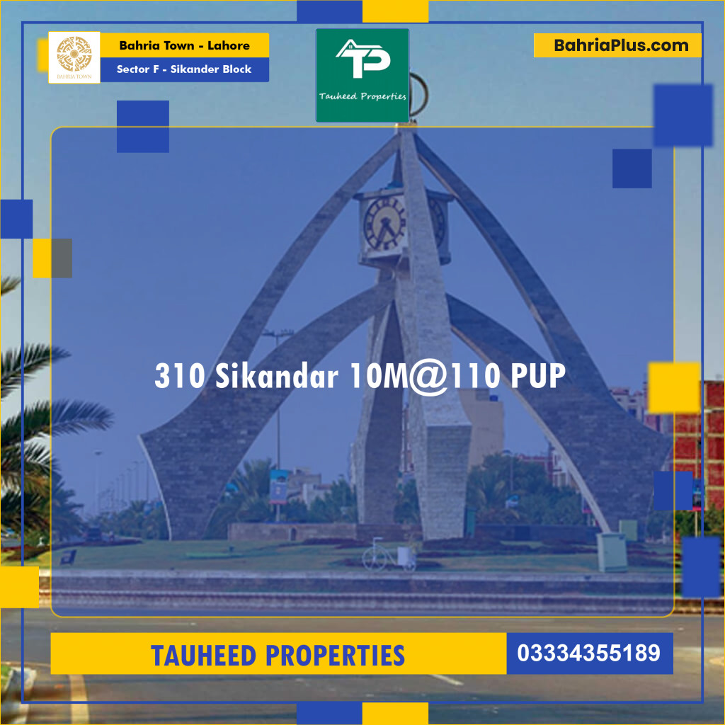 10 Marla Residential Plot for Sale in Sector F - Sikander Block -  Bahria Town, Lahore - (BP-274335)