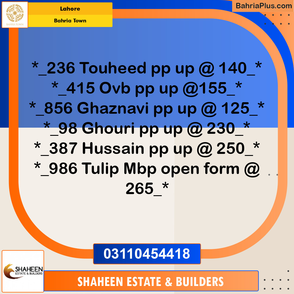 Residential Plot for Sale in Bahria Town, Lahore - (BP-274350)