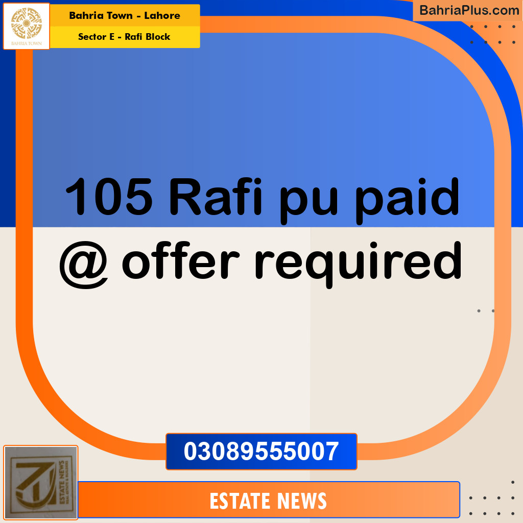 Residential Plot for Sale in Sector E - Rafi Block -  Bahria Town, Lahore - (BP-274368)